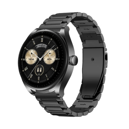 22mm Three Strains Jump Buckle Titanium Metal Watch Band(Black) by buy2fix