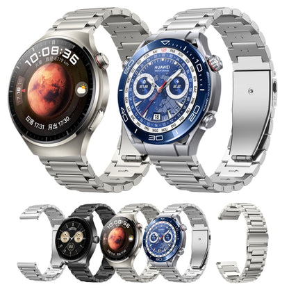 22mm Three Strains Jump Buckle Titanium Metal Watch Band(Black) by buy2fix