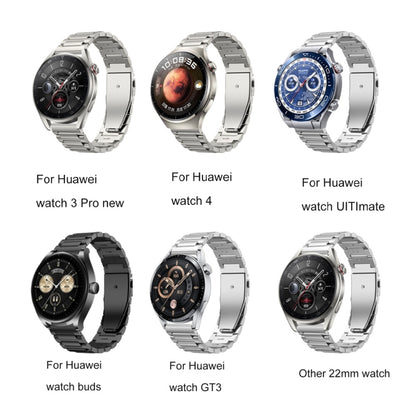 22mm Three Strains Jump Buckle Titanium Metal Watch Band(Black) by buy2fix