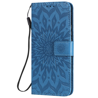 For Huawei Nova 7 5G Embossed Sunflower Pattern Horizontal Flip PU Leather Case with Holder & Card Slots & Wallet & Lanyard(Blue) - Huawei Cases by buy2fix | Online Shopping UK | buy2fix