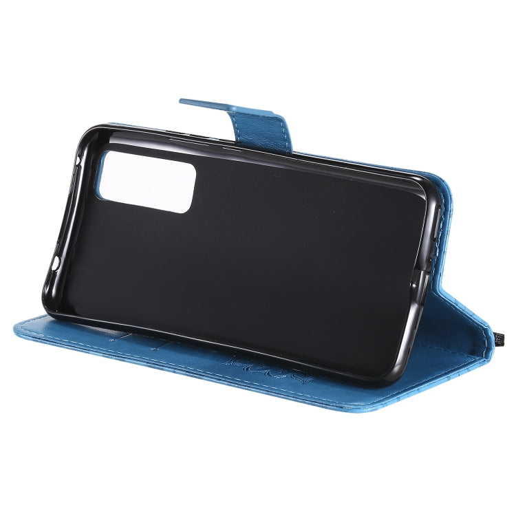 For Huawei Nova 7 5G Embossed Sunflower Pattern Horizontal Flip PU Leather Case with Holder & Card Slots & Wallet & Lanyard(Blue) - Huawei Cases by buy2fix | Online Shopping UK | buy2fix