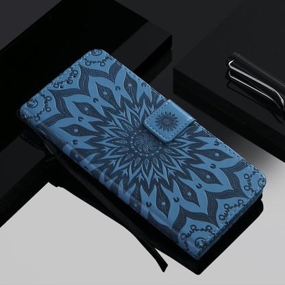 For Huawei Nova 7 5G Embossed Sunflower Pattern Horizontal Flip PU Leather Case with Holder & Card Slots & Wallet & Lanyard(Blue) - Huawei Cases by buy2fix | Online Shopping UK | buy2fix