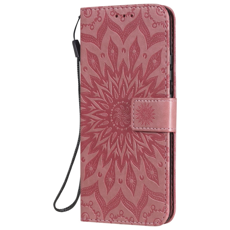 For Samsung Galaxy A71 5G Embossed Sunflower Pattern Horizontal Flip PU Leather Case with Holder & Card Slots & Wallet & Lanyard(Pink) - Huawei Cases by buy2fix | Online Shopping UK | buy2fix