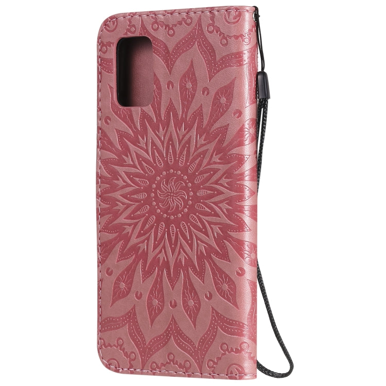 For Samsung Galaxy A71 5G Embossed Sunflower Pattern Horizontal Flip PU Leather Case with Holder & Card Slots & Wallet & Lanyard(Pink) - Huawei Cases by buy2fix | Online Shopping UK | buy2fix