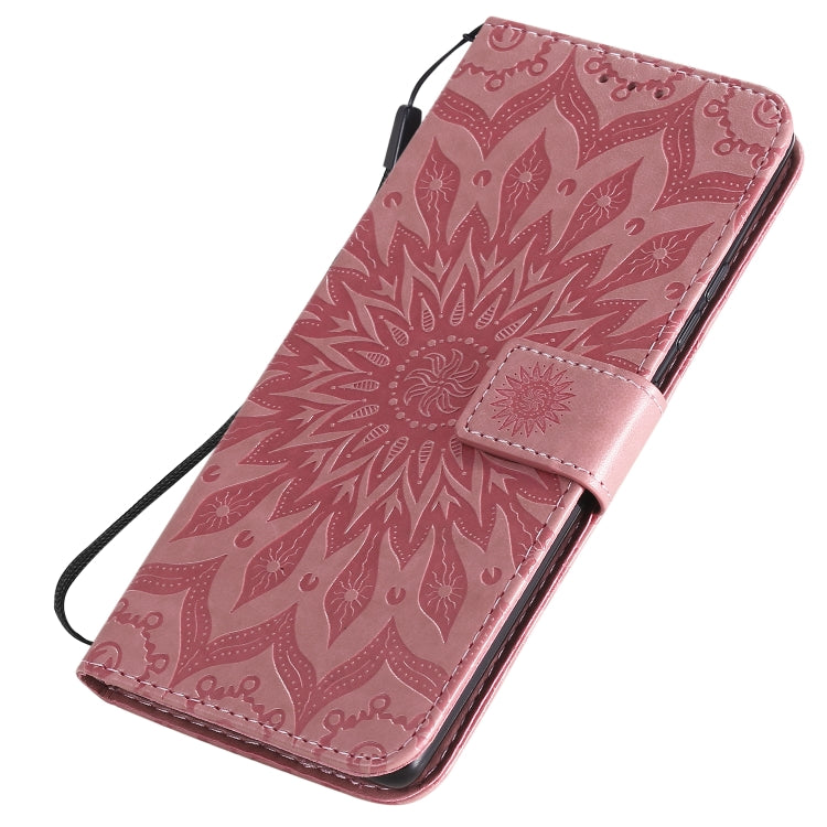 For Samsung Galaxy A71 5G Embossed Sunflower Pattern Horizontal Flip PU Leather Case with Holder & Card Slots & Wallet & Lanyard(Pink) - Huawei Cases by buy2fix | Online Shopping UK | buy2fix