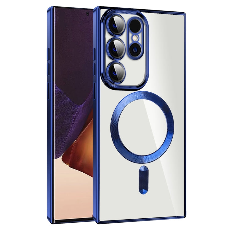 For Samsung Galaxy Note20 Ultra CD Texture Plating TPU MagSafe Phone Case with Lens Film(Royal Blue) by buy2fix