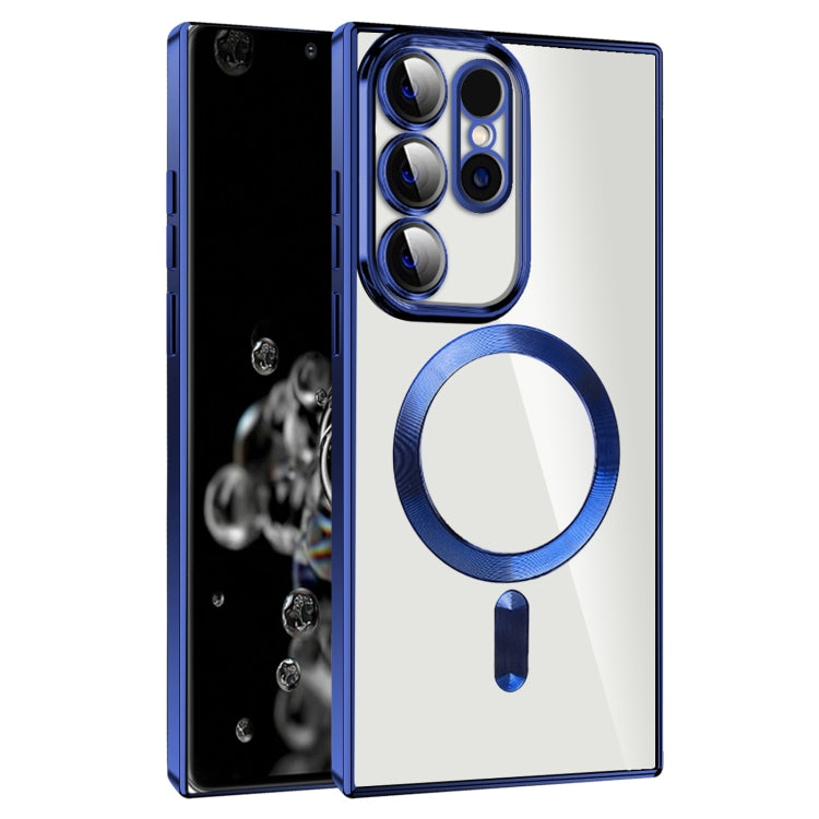 For Samsung Galaxy S20 Ultra CD Texture Plating TPU MagSafe Phone Case with Lens Film(Royal Blue) by buy2fix