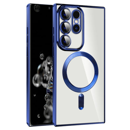 For Samsung Galaxy S20 Ultra CD Texture Plating TPU MagSafe Phone Case with Lens Film(Royal Blue) by buy2fix