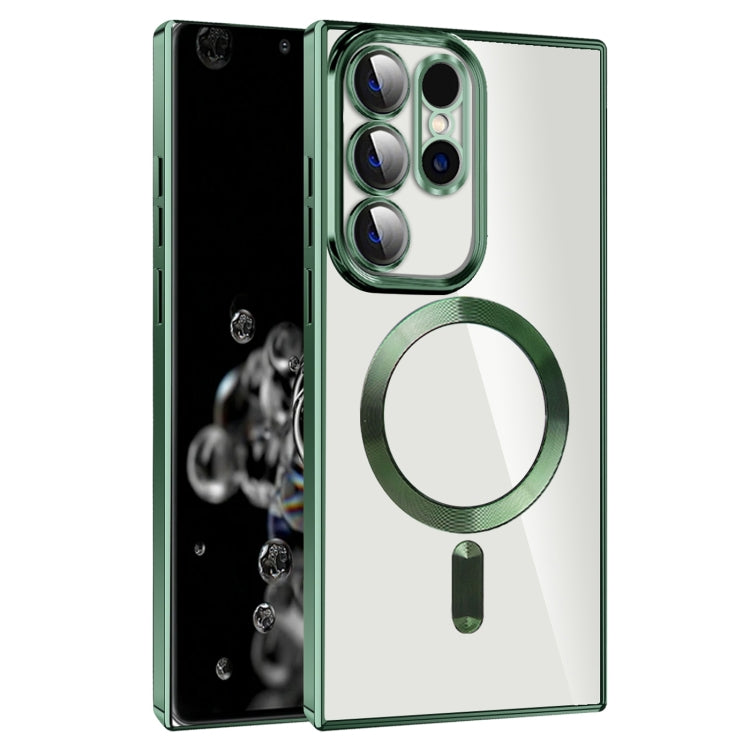For Samsung Galaxy S20 Ultra CD Texture Plating TPU MagSafe Phone Case with Lens Film(Dark Green) by buy2fix
