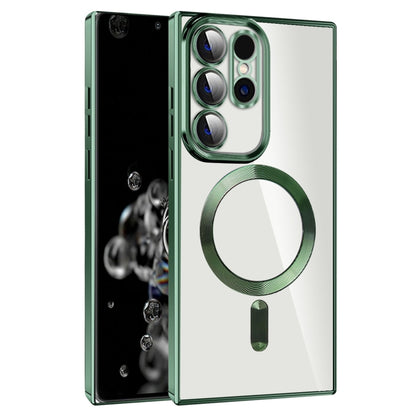 For Samsung Galaxy S20 Ultra CD Texture Plating TPU MagSafe Phone Case with Lens Film(Dark Green) by buy2fix