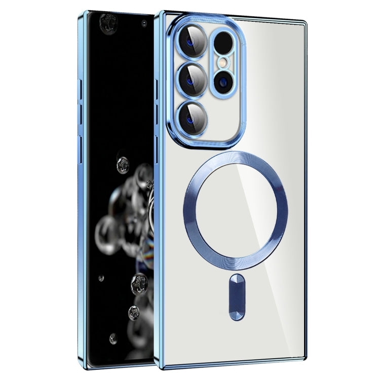 For Samsung Galaxy S20 Ultra CD Texture Plating TPU MagSafe Phone Case with Lens Film(Sierra Blue) by buy2fix