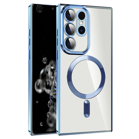 For Samsung Galaxy S20 Ultra CD Texture Plating TPU MagSafe Phone Case with Lens Film(Sierra Blue) by buy2fix
