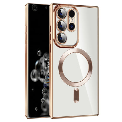 For Samsung Galaxy S20 Ultra CD Texture Plating TPU MagSafe Phone Case with Lens Film(Brown) by buy2fix