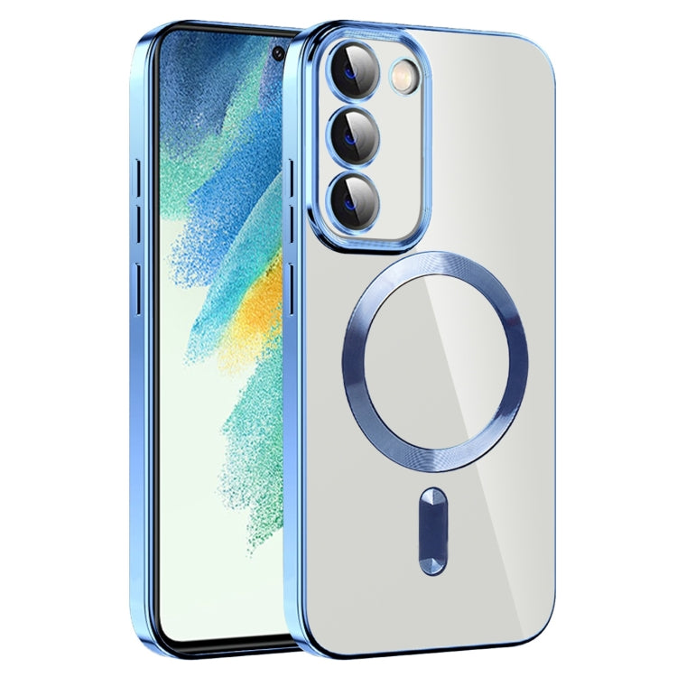 For Samsung Galaxy S21 FE 5G CD Texture Plating TPU MagSafe Phone Case with Lens Film(Sierra Blue) by buy2fix
