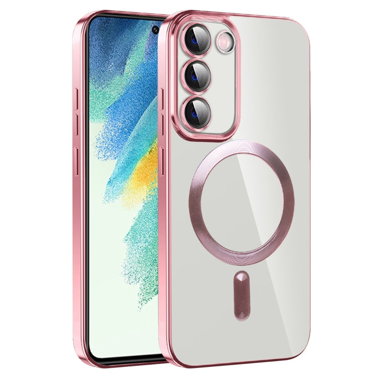 For Samsung Galaxy S21 FE 5G CD Texture Plating TPU MagSafe Phone Case with Lens Film(Pink) by buy2fix