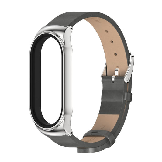 For Xiaomi Mi Band 8 Mijobs CS Case Microfiber PU Leather Watch Band(Grey Silver) - Watch Bands by MIJOBS | Online Shopping UK | buy2fix