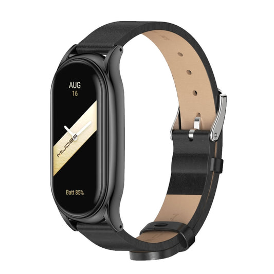 For Xiaomi Mi Band 8 Mijobs Plus Case Microfiber PU Leather Watch Band(Black) - Watch Bands by MIJOBS | Online Shopping UK | buy2fix