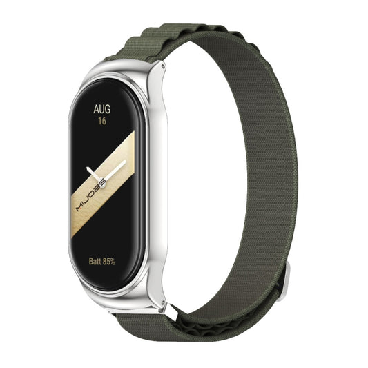 For Xiaomi Mi Band 8 Mijobs CS Case Nylon Breathable Watch Band(Army Green Silver) - Watch Bands by MIJOBS | Online Shopping UK | buy2fix