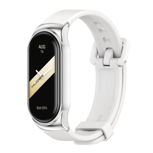 For Xiaomi Mi Band 8 Mijobs CS Case Silicone Watch Band(White Silver) - Watch Bands by MIJOBS | Online Shopping UK | buy2fix