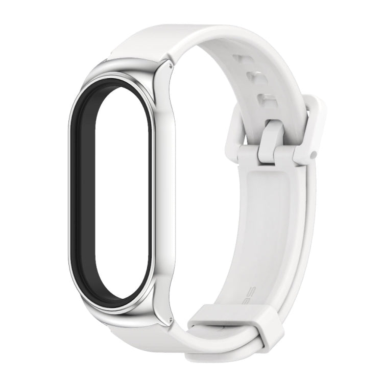 For Xiaomi Mi Band 8 Mijobs CS Case Silicone Watch Band(White Silver) - Watch Bands by MIJOBS | Online Shopping UK | buy2fix
