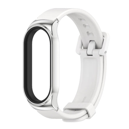 For Xiaomi Mi Band 8 Mijobs CS Case Silicone Watch Band(White Silver) - Watch Bands by MIJOBS | Online Shopping UK | buy2fix