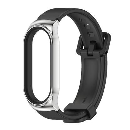 For Xiaomi Mi Band 8 Mijobs CS Case Silicone Watch Band(Black Silver) - Watch Bands by MIJOBS | Online Shopping UK | buy2fix