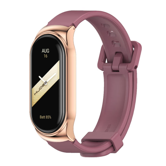 For Xiaomi Mi Band 8 Mijobs CS Case Silicone Watch Band(Wine Red Rose Gold) - Watch Bands by MIJOBS | Online Shopping UK | buy2fix