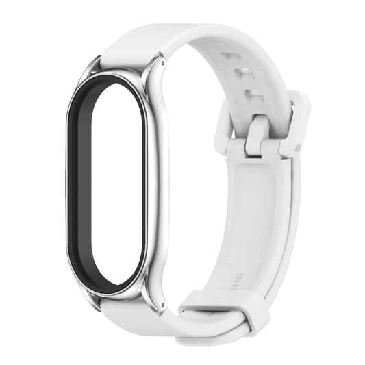 For Xiaomi Mi Band 8 Mijobs Plus Case Silicone Watch Band(White Silver) - Watch Bands by MIJOBS | Online Shopping UK | buy2fix