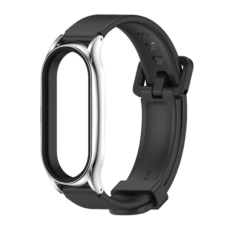For Xiaomi Mi Band 8 Mijobs Plus Case Silicone Watch Band(Black Silver) - Watch Bands by MIJOBS | Online Shopping UK | buy2fix