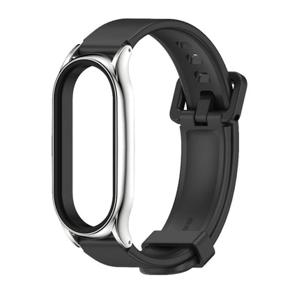 For Xiaomi Mi Band 8 Mijobs Plus Case Silicone Watch Band(Black Silver) - Watch Bands by MIJOBS | Online Shopping UK | buy2fix