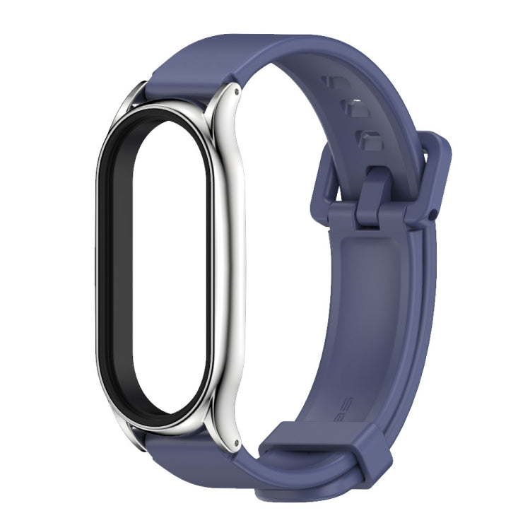For Xiaomi Mi Band 8 Mijobs Plus Case Silicone Watch Band(Midnight Blue Silver) - Watch Bands by MIJOBS | Online Shopping UK | buy2fix