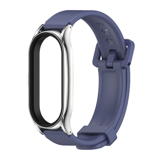 For Xiaomi Mi Band 8 Mijobs Plus Case Silicone Watch Band(Midnight Blue Silver) - Watch Bands by MIJOBS | Online Shopping UK | buy2fix