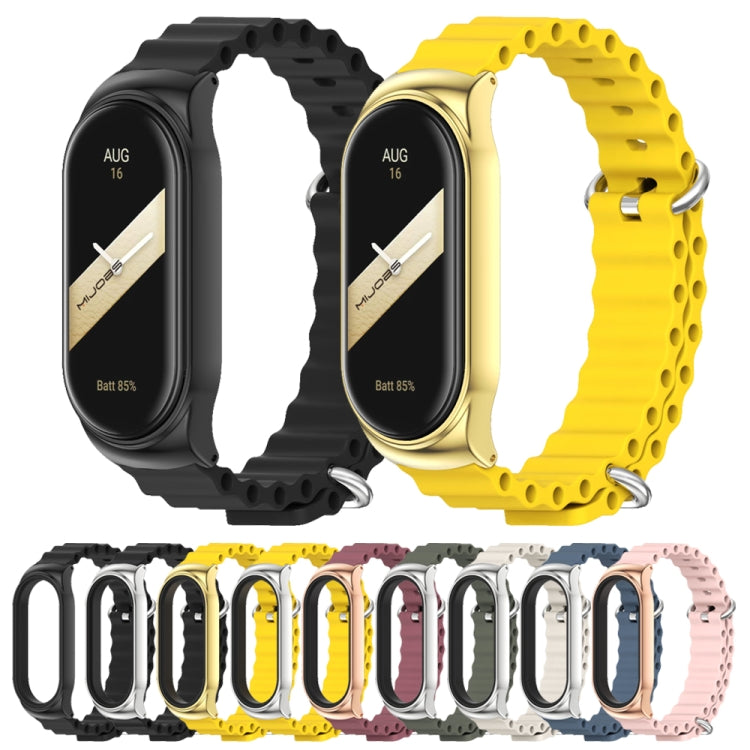 For Xiaomi Mi Band 8 Mijobs CS Case Marine Silicone Breathable Watch Band(Khaki Green Silver) - Watch Bands by MIJOBS | Online Shopping UK | buy2fix