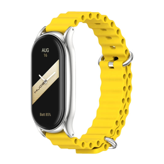 For Xiaomi Mi Band 8 Mijobs Plus Case Marine Silicone Breathable Watch Band(Yellow Silver) - Watch Bands by MIJOBS | Online Shopping UK | buy2fix