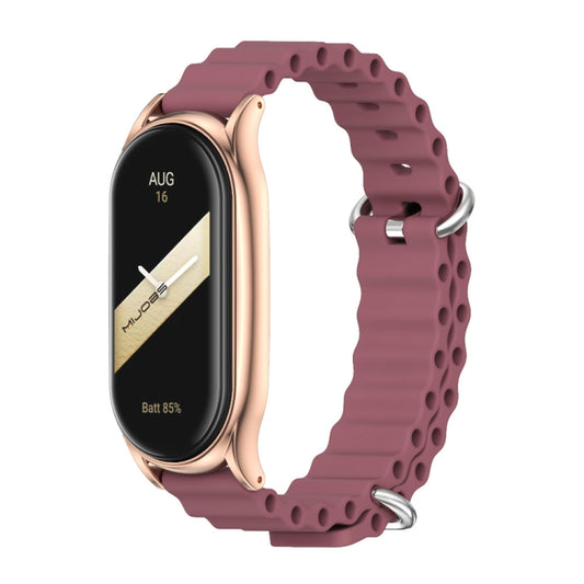 For Xiaomi Mi Band 8 Mijobs Plus Case Marine Silicone Breathable Watch Band(Wine Red Rose Gold) - Watch Bands by MIJOBS | Online Shopping UK | buy2fix