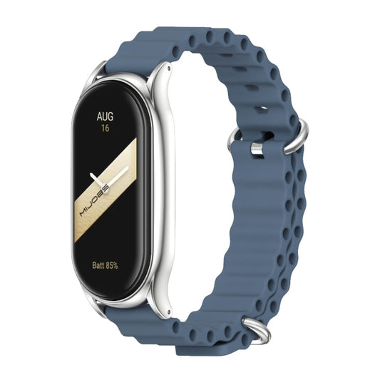 For Xiaomi Mi Band 8 Mijobs Plus Case Marine Silicone Breathable Watch Band(Space Blue Silver) - Watch Bands by MIJOBS | Online Shopping UK | buy2fix