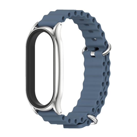 For Xiaomi Mi Band 8 Mijobs Plus Case Marine Silicone Breathable Watch Band(Space Blue Silver) - Watch Bands by MIJOBS | Online Shopping UK | buy2fix