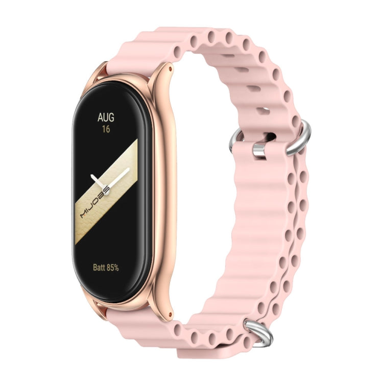 For Xiaomi Mi Band 8 Mijobs Plus Case Marine Silicone Breathable Watch Band(Pink Rose Gold) - Watch Bands by MIJOBS | Online Shopping UK | buy2fix