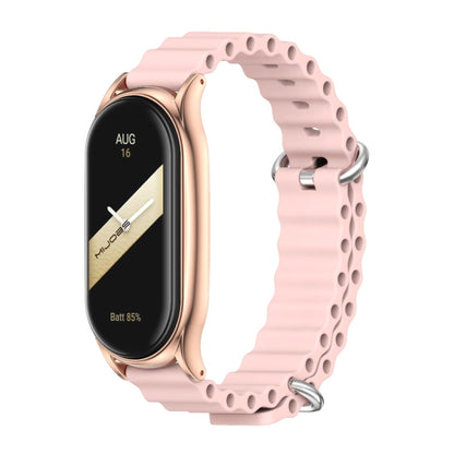 For Xiaomi Mi Band 8 Mijobs Plus Case Marine Silicone Breathable Watch Band(Pink Rose Gold) - Watch Bands by MIJOBS | Online Shopping UK | buy2fix