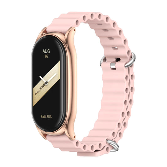 For Xiaomi Mi Band 8 Mijobs Plus Case Marine Silicone Breathable Watch Band(Pink Rose Gold) - Watch Bands by MIJOBS | Online Shopping UK | buy2fix