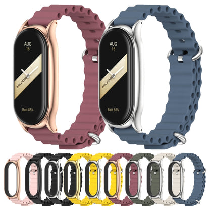 For Xiaomi Mi Band 8 Mijobs Plus Case Marine Silicone Breathable Watch Band(Wine Red Rose Gold) - Watch Bands by MIJOBS | Online Shopping UK | buy2fix
