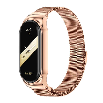 For Xiaomi Mi Band 8 Mijobs CS Case Milan Magnetic Stainless Steel Watch Band(Rose Gold) - Watch Bands by MIJOBS | Online Shopping UK | buy2fix