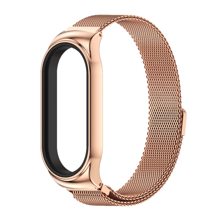 For Xiaomi Mi Band 8 Mijobs CS Case Milan Magnetic Stainless Steel Watch Band(Rose Gold) - Watch Bands by MIJOBS | Online Shopping UK | buy2fix