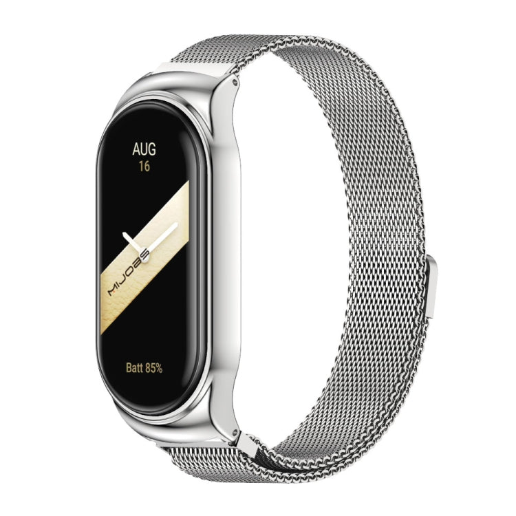 For Xiaomi Mi Band 8 Mijobs CS Case Milan Magnetic Stainless Steel Watch Band(Silver) - Watch Bands by MIJOBS | Online Shopping UK | buy2fix
