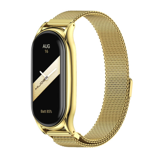 For Xiaomi Mi Band 8 Mijobs Plus Case Milan Magnetic Stainless Steel Watch Band(Gold) - Watch Bands by MIJOBS | Online Shopping UK | buy2fix