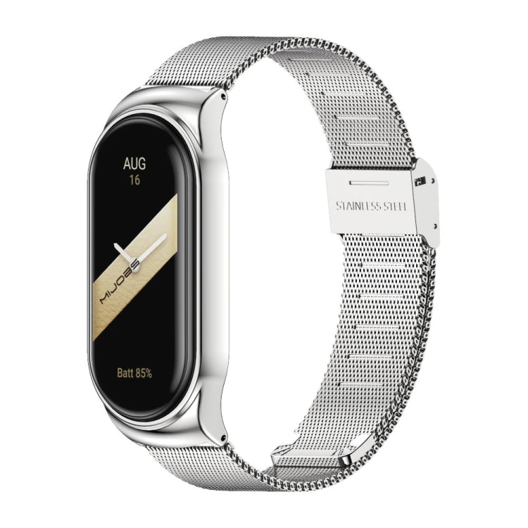 For Xiaomi Mi Band 8 Mijobs CS Case Milan Buckle Metal Watch Band(Silver) - Watch Bands by MIJOBS | Online Shopping UK | buy2fix