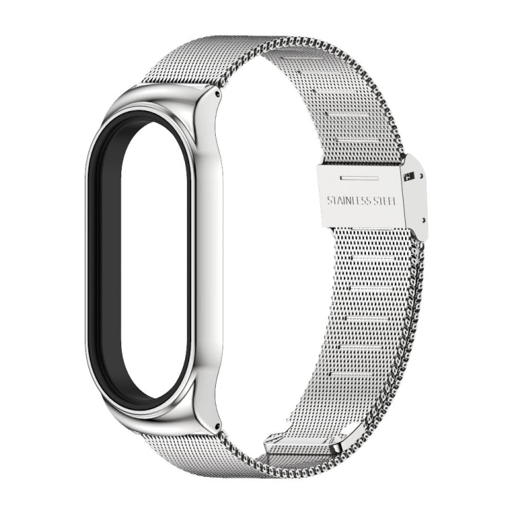 For Xiaomi Mi Band 8 Mijobs CS Case Milan Buckle Metal Watch Band(Silver) - Watch Bands by MIJOBS | Online Shopping UK | buy2fix