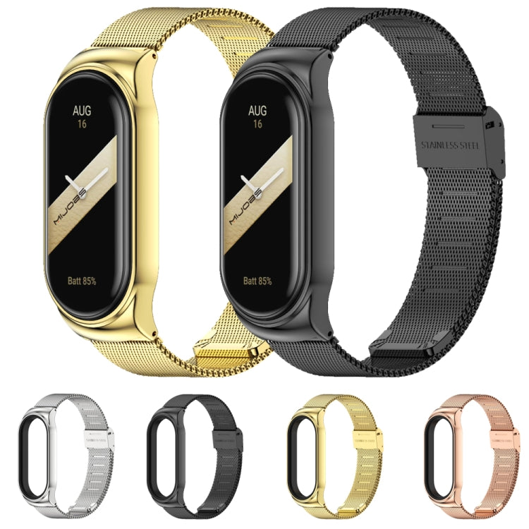 For Xiaomi Mi Band 8 Mijobs CS Case Milan Buckle Metal Watch Band(Gold) - Watch Bands by MIJOBS | Online Shopping UK | buy2fix