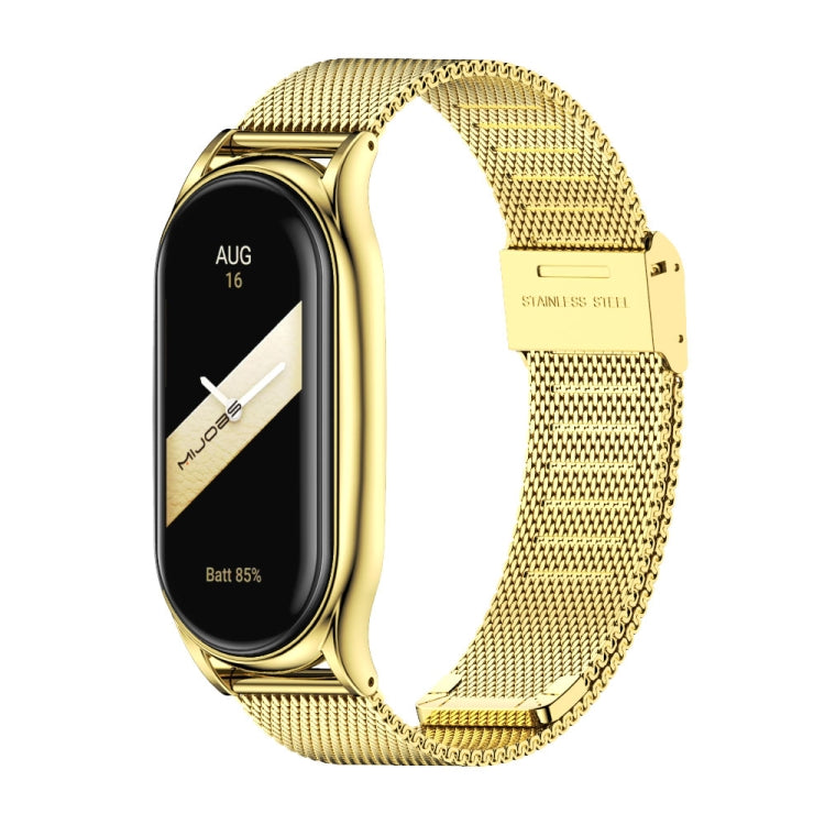 For Xiaomi Mi Band 8 Mijobs Plus Case Milan Buckle Metal Watch Band(Gold) - Watch Bands by MIJOBS | Online Shopping UK | buy2fix