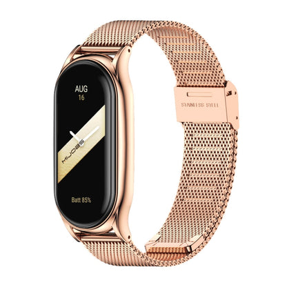 For Xiaomi Mi Band 8 Mijobs Plus Case Milan Buckle Metal Watch Band(Rose Gold) - Watch Bands by MIJOBS | Online Shopping UK | buy2fix